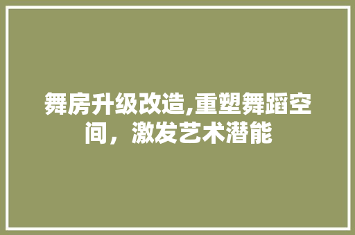 舞房升级改造,重塑舞蹈空间，激发艺术潜能
