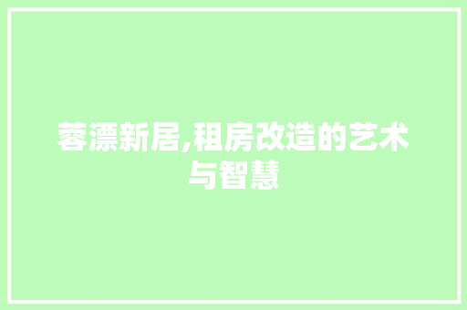 蓉漂新居,租房改造的艺术与智慧