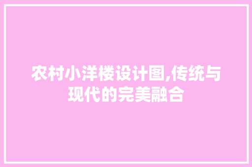 农村小洋楼设计图,传统与现代的完美融合