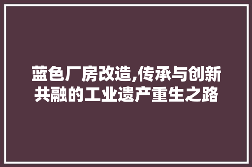 蓝色厂房改造,传承与创新共融的工业遗产重生之路