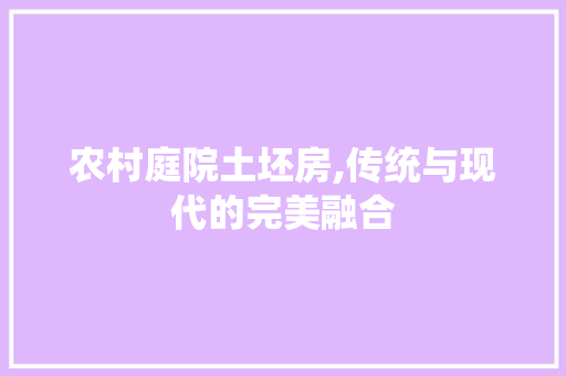 农村庭院土坯房,传统与现代的完美融合