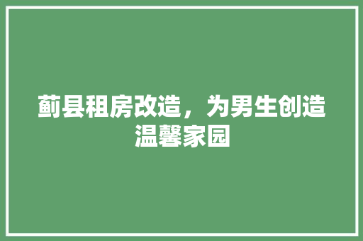 蓟县租房改造，为男生创造温馨家园