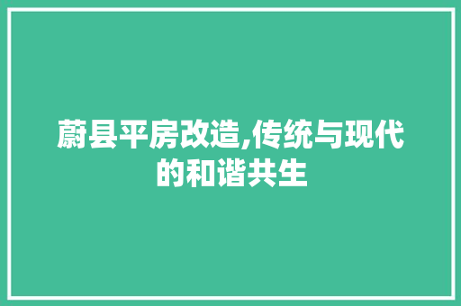 蔚县平房改造,传统与现代的和谐共生