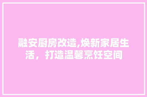 融安厨房改造,焕新家居生活，打造温馨烹饪空间