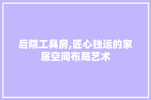 后院工具房,匠心独运的家居空间布局艺术