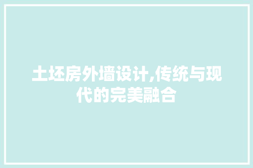 土坯房外墙设计,传统与现代的完美融合