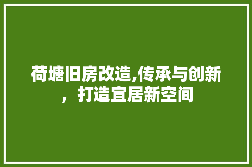 荷塘旧房改造,传承与创新，打造宜居新空间