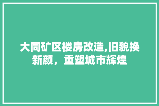 大同矿区楼房改造,旧貌换新颜，重塑城市辉煌