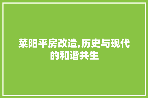 莱阳平房改造,历史与现代的和谐共生