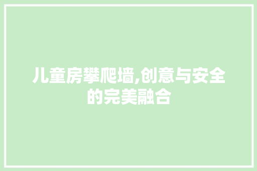 儿童房攀爬墙,创意与安全的完美融合