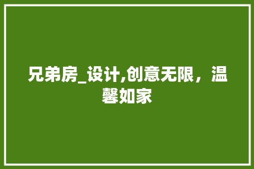 兄弟房_设计,创意无限，温馨如家