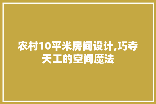 农村10平米房间设计,巧夺天工的空间魔法
