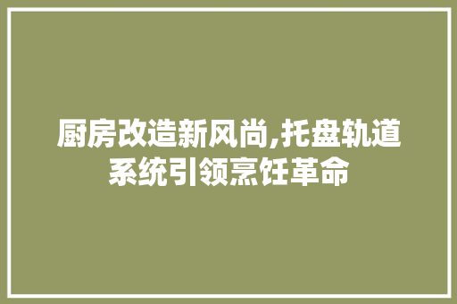 厨房改造新风尚,托盘轨道系统引领烹饪革命