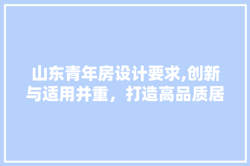 山东青年房设计要求,创新与适用并重，打造高品质居住空间