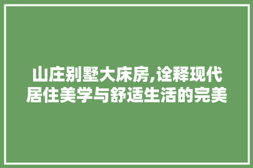 山庄别墅大床房,诠释现代居住美学与舒适生活的完美融合