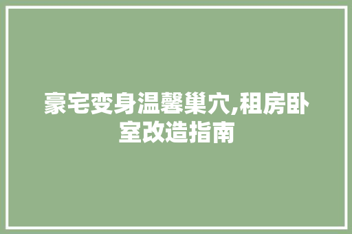 豪宅变身温馨巢穴,租房卧室改造指南