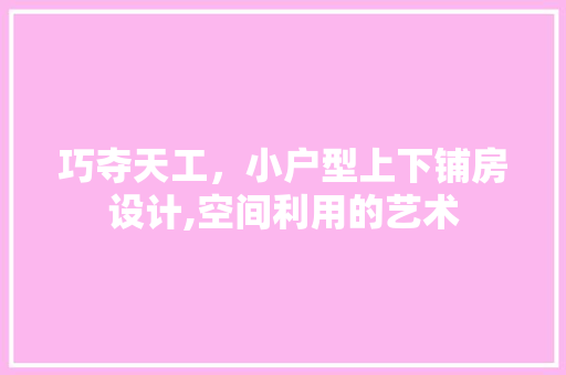 巧夺天工，小户型上下铺房设计,空间利用的艺术