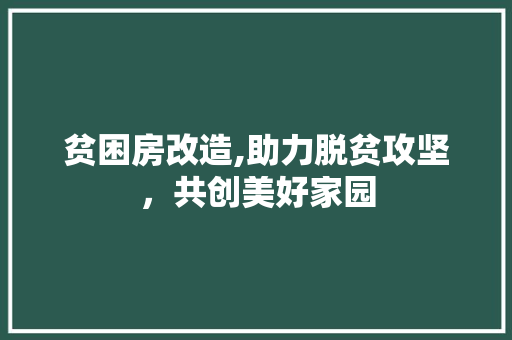 贫困房改造,助力脱贫攻坚，共创美好家园