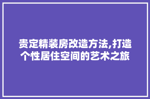 贵定精装房改造方法,打造个性居住空间的艺术之旅