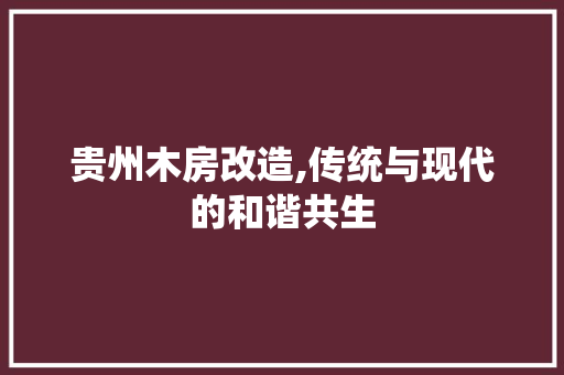 贵州木房改造,传统与现代的和谐共生