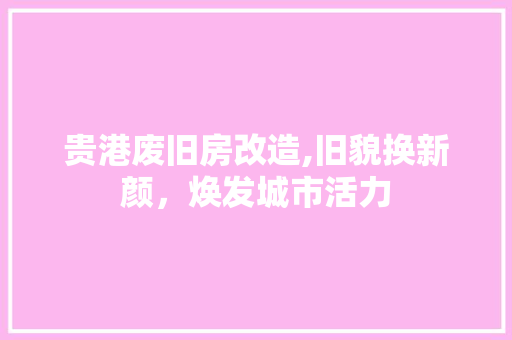 贵港废旧房改造,旧貌换新颜，焕发城市活力