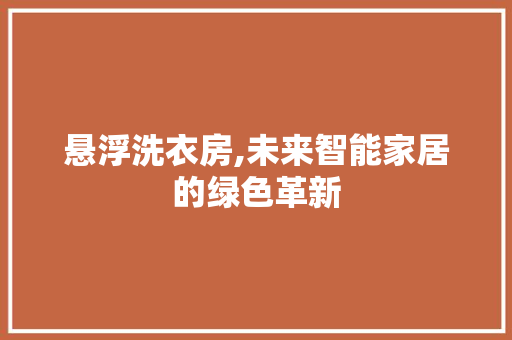 悬浮洗衣房,未来智能家居的绿色革新