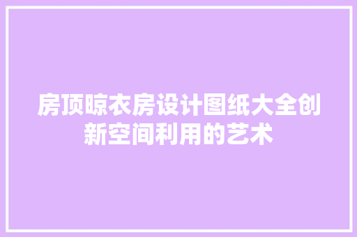 房顶晾衣房设计图纸大全创新空间利用的艺术