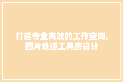 打造专业高效的工作空间,图片处理工具房设计