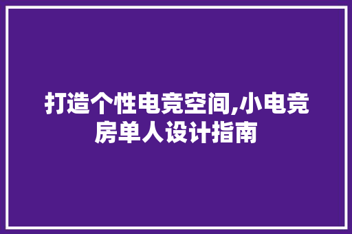 打造个性电竞空间,小电竞房单人设计指南