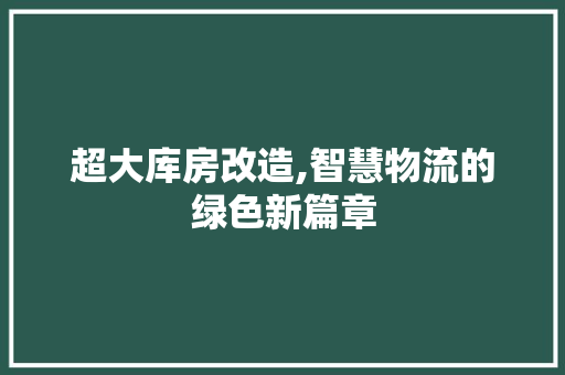 超大库房改造,智慧物流的绿色新篇章