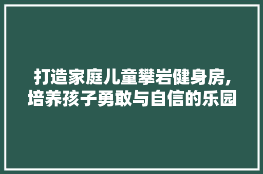 打造家庭儿童攀岩健身房,培养孩子勇敢与自信的乐园