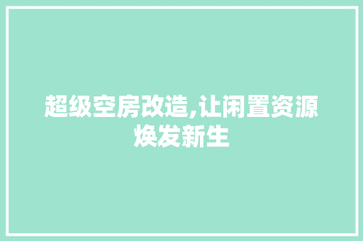 超级空房改造,让闲置资源焕发新生