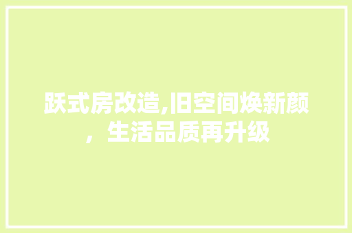 跃式房改造,旧空间焕新颜，生活品质再升级