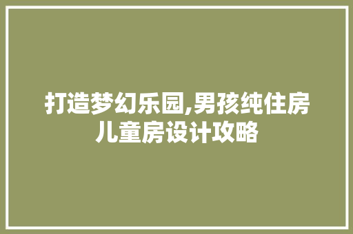 打造梦幻乐园,男孩纯住房儿童房设计攻略