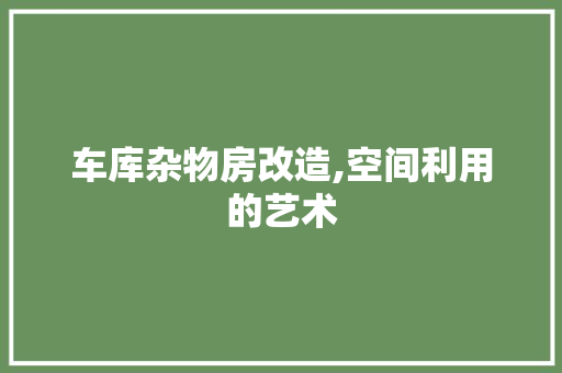 车库杂物房改造,空间利用的艺术