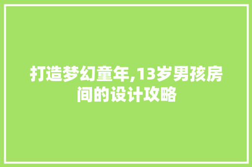 打造梦幻童年,13岁男孩房间的设计攻略