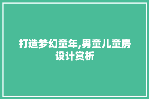 打造梦幻童年,男童儿童房设计赏析