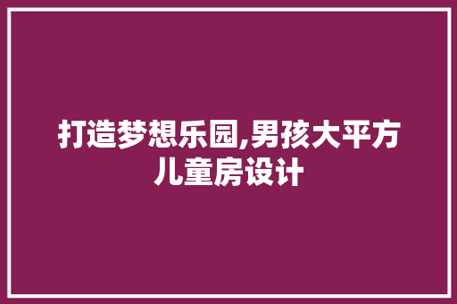 打造梦想乐园,男孩大平方儿童房设计