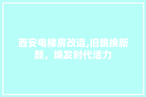 西安电梯房改造,旧貌换新颜，焕发时代活力
