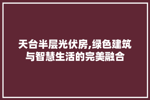 天台半层光伏房,绿色建筑与智慧生活的完美融合