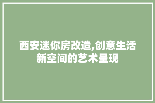 西安迷你房改造,创意生活新空间的艺术呈现