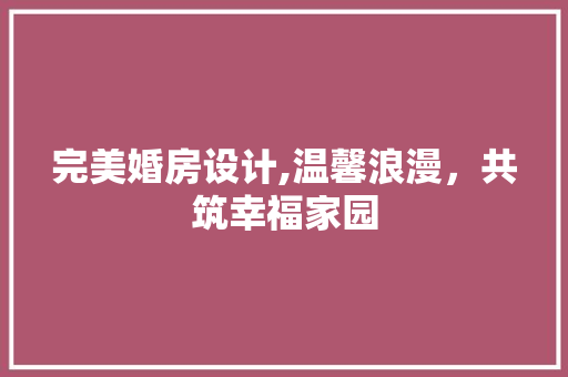 完美婚房设计,温馨浪漫，共筑幸福家园
