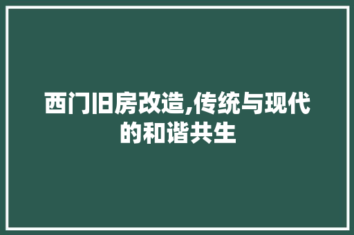 西门旧房改造,传统与现代的和谐共生