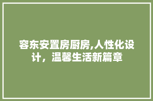 容东安置房厨房,人性化设计，温馨生活新篇章