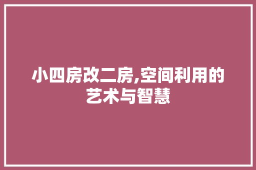小四房改二房,空间利用的艺术与智慧