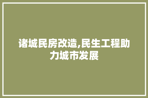 诸城民房改造,民生工程助力城市发展