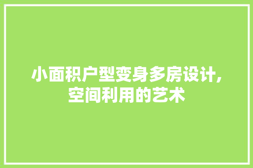 小面积户型变身多房设计,空间利用的艺术