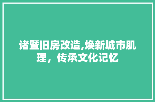 诸暨旧房改造,焕新城市肌理，传承文化记忆