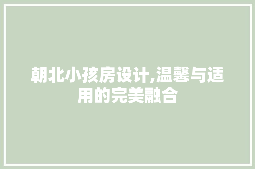 朝北小孩房设计,温馨与适用的完美融合