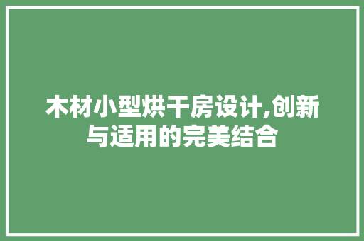 木材小型烘干房设计,创新与适用的完美结合